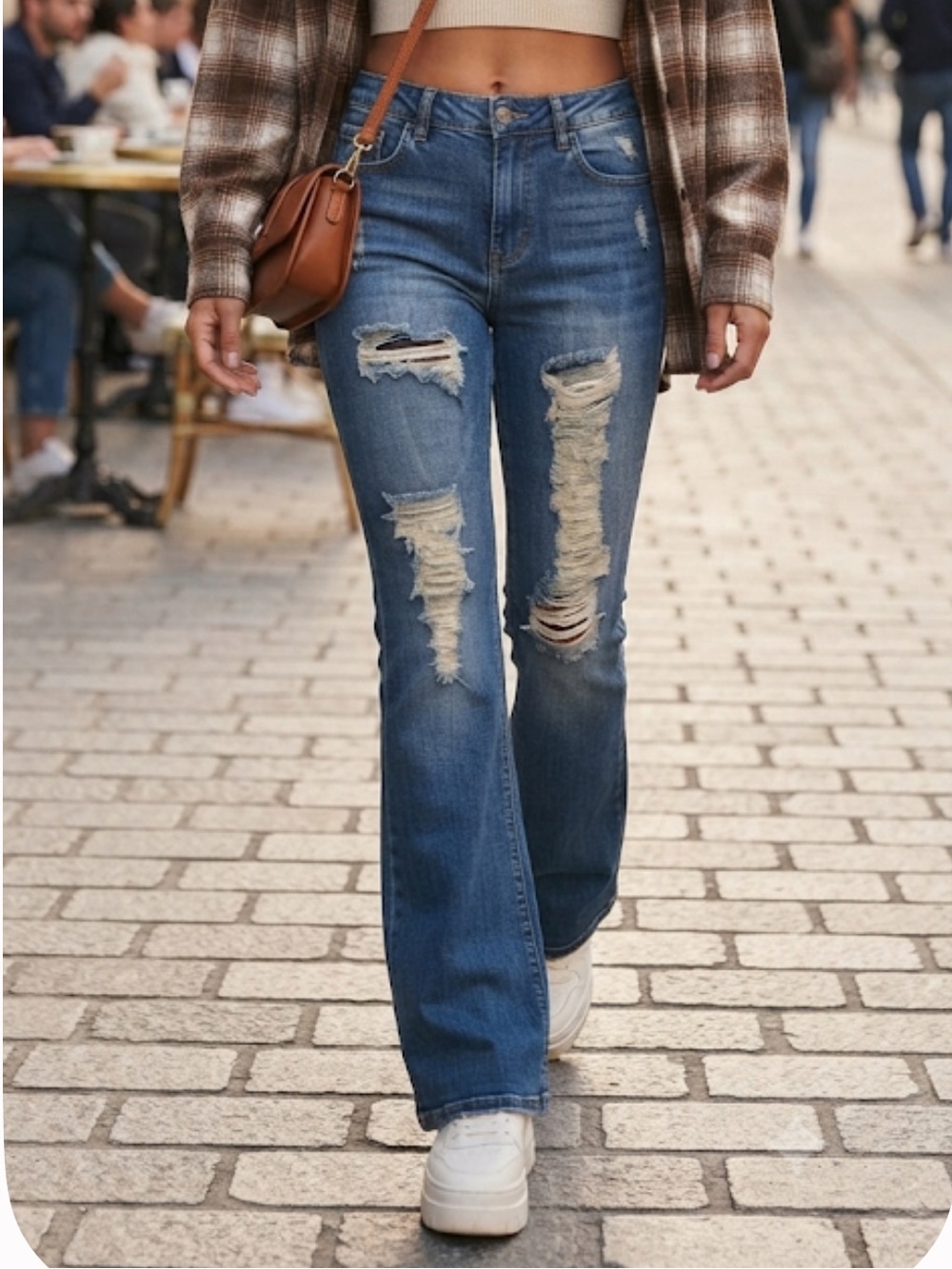 XXI PREMIUM DENIM Vintage Y2K Distressed Low Rise Flare Jeans Size 29
